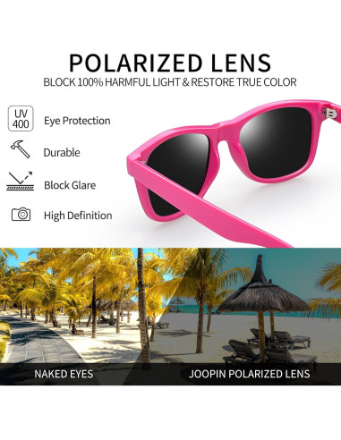 Gafas de sol cuadradas Joopin UV400 polarizadas rosa
