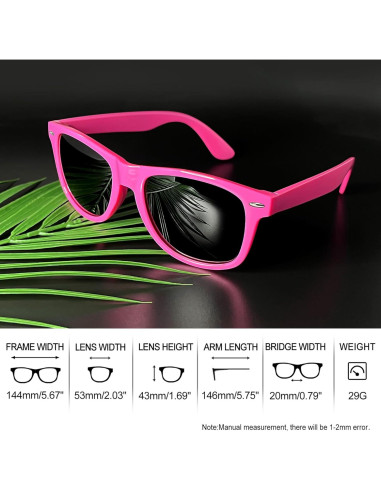 Gafas de sol cuadradas Joopin UV400 polarizadas rosa