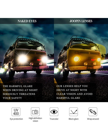 Gafas de sol Joopin cuadradas UV400 unisex con lentes amarillos