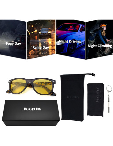 Gafas de sol Joopin cuadradas UV400 unisex con lentes amarillos