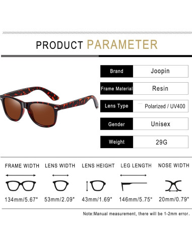 Gafas de sol Joopin cuadradas polarizadas UV400 unisex