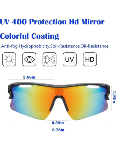 Gafas de sol deportivas WoodCloris UV400 para hombres y mujeres