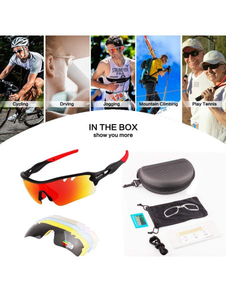 Gafas de sol deportivas BangLong con 5 lentes intercambiables