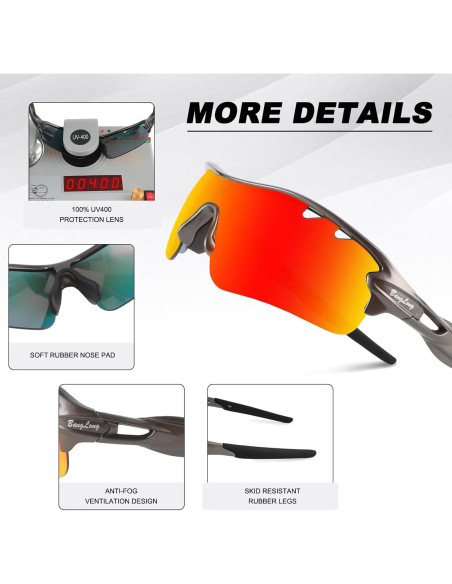 Gafas de sol deportivas BangLong con 5 lentes UV400
