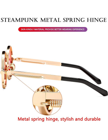 Gafas de sol redondas AIEYEZO steampunk oro/rojo océano