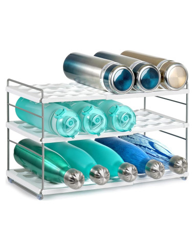 Organizador de Botellas de Agua JUPELI 3 Niveles Ajustable Blanco