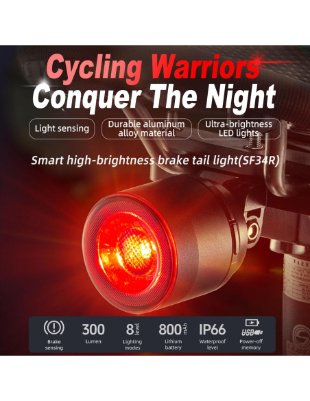 Luz Trasera Inteligente para Bicicleta timfimi KS-SF34R LED USB-C
