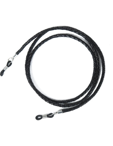 Correa de Gafas GENIQUE de Cuero Genuino Negra 81 cm