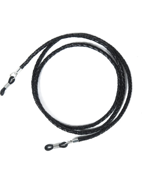 Correa de Gafas GENIQUE de Cuero Genuino Negra 81 cm