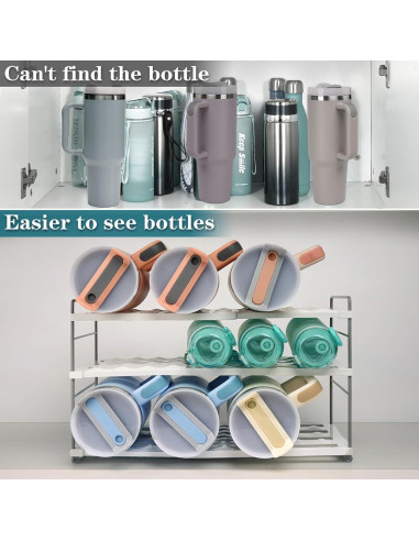 Organizador de Botellas de Agua JUPELI 3 Niveles Ajustable Blanco