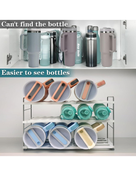 Organizador de Botellas de Agua JUPELI 3 Niveles Ajustable Blanco