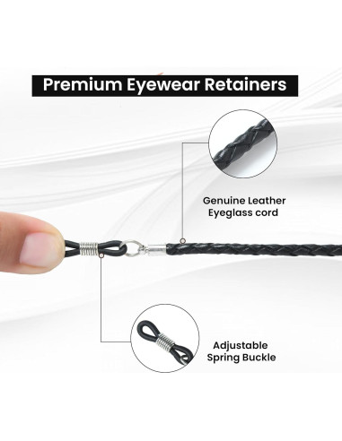 Correa de Gafas GENIQUE de Cuero Genuino Negra 81 cm