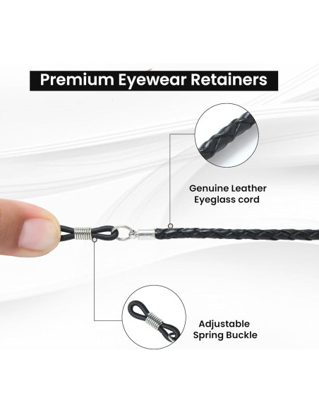 Correa de Gafas GENIQUE de Cuero Genuino Negra 81 cm