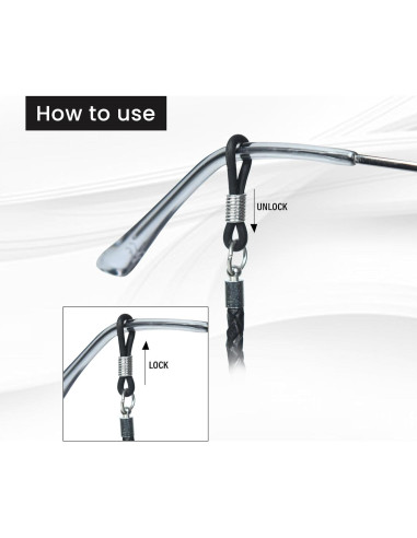 Correa de Gafas GENIQUE de Cuero Genuino Negra 81 cm