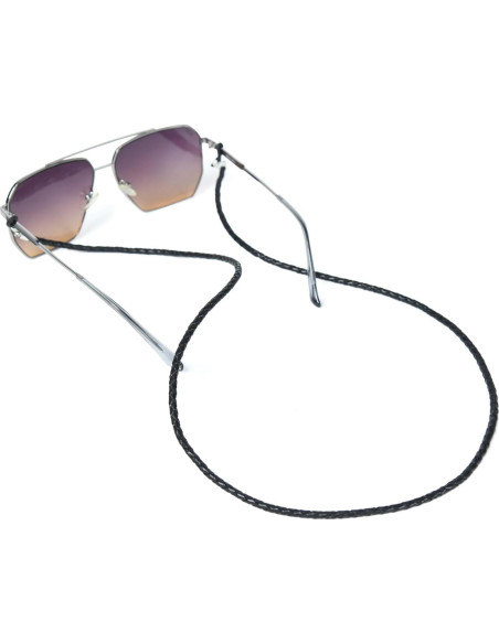 Correa de Gafas GENIQUE de Cuero Genuino Negra 81 cm