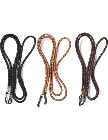 Correa de Gafas GENIQUE de Cuero Genuino Negra 81 cm