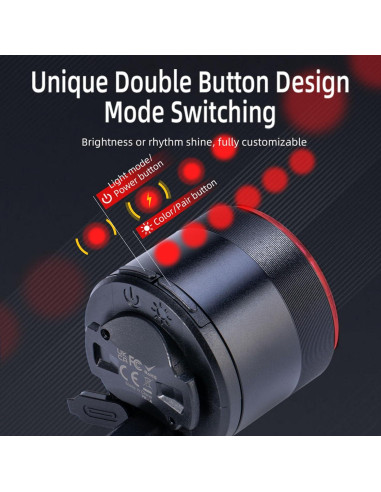 Luz Trasera Inteligente para Bicicleta timfimi KS-SF34R LED USB-C