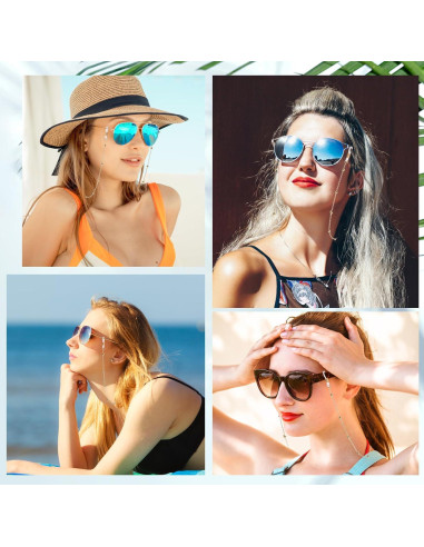 Cadenas para Gafas Mujeres Beaded Doradas 70 cm Ajustables