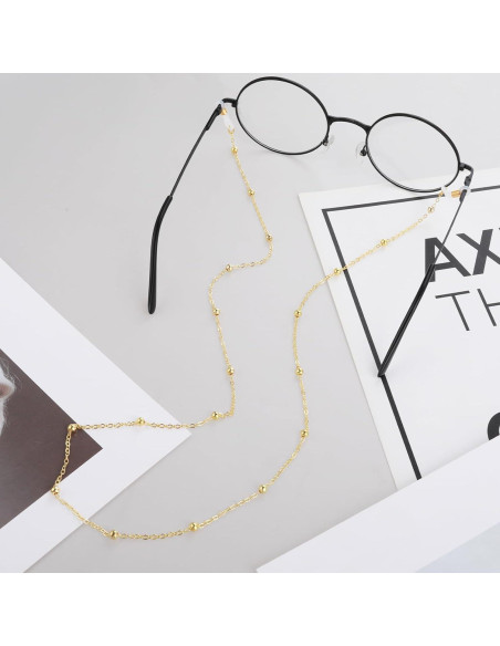 Cadenas para Gafas Mujeres Beaded Doradas 70 cm Ajustables