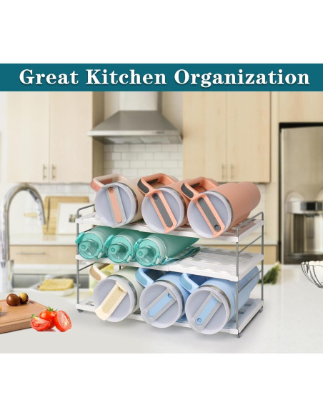 Organizador de Botellas de Agua JUPELI 3 Niveles Ajustable Blanco