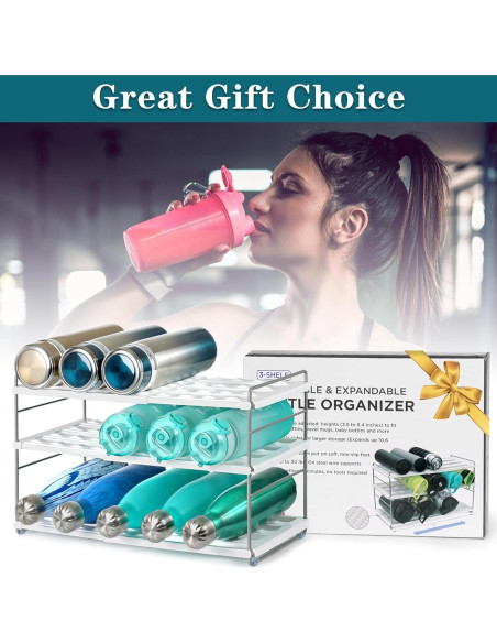 Organizador de Botellas de Agua JUPELI 3 Niveles Ajustable Blanco