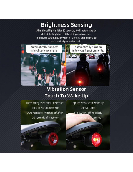 Luz Trasera Inteligente para Bicicleta timfimi KS-SF34R LED USB-C