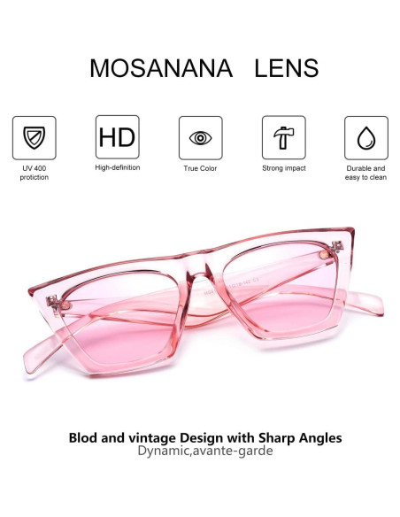 Gafas de Sol Mosanana Cuadradas UV400 Rosa Modelo SHINE