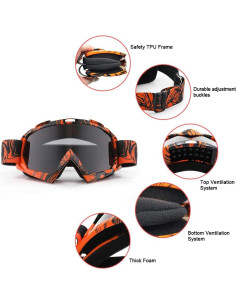 Gafas de Motocross SPOSUNE Lente Tigre y Gris UV400 2