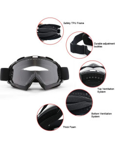 Gafas de Motocross SPOSUNE UV400 Lente Negra y Clara 2