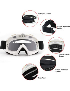 Gafas de Motocross SPOSUNE ATV UV400 Unisex Blancas 2