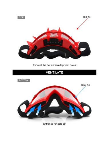 Gafas de Motocross SPOSUNE Rojo Lente Clara UV400 Unisex