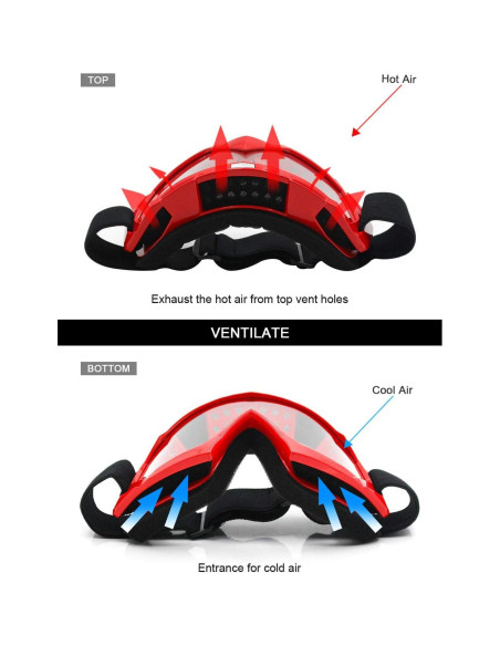 Gafas de Motocross SPOSUNE Rojo Lente Clara UV400 Unisex