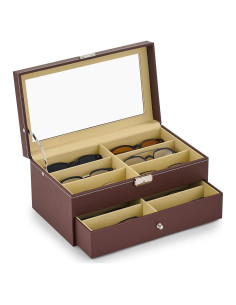 Organizador de Gafas CO-Z 12 Compartimentos Marrón