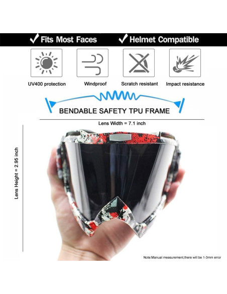 Gafas de Motocross SPOSUNE UV400 para ATV y Dirt Bike