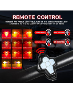 Luz Trasera de Bicicleta NHHEO con Control Remoto USB - 11 Modos 2