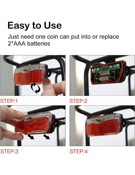 Luz Trasera para Bicicleta Onature LED 4PCS IPX5 2 Modos