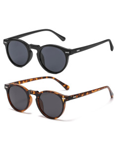 Gleyemor Gafas de Sol Polarizadas UV400 Redondas Unisex