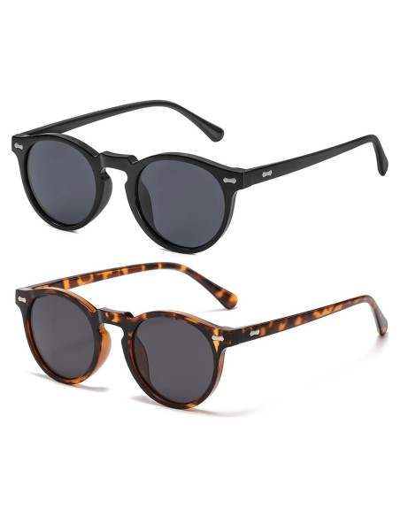 Gleyemor Gafas de Sol Polarizadas UV400 Redondas Unisex