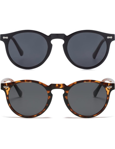 Gleyemor Gafas de Sol Polarizadas UV400 Redondas Unisex