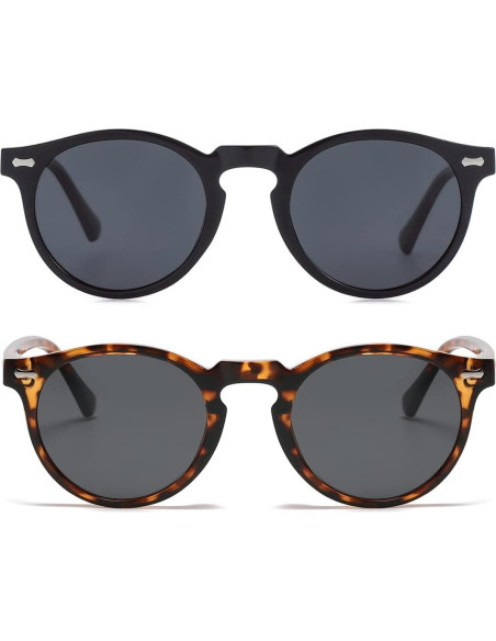 Gleyemor Gafas de Sol Polarizadas UV400 Redondas Unisex