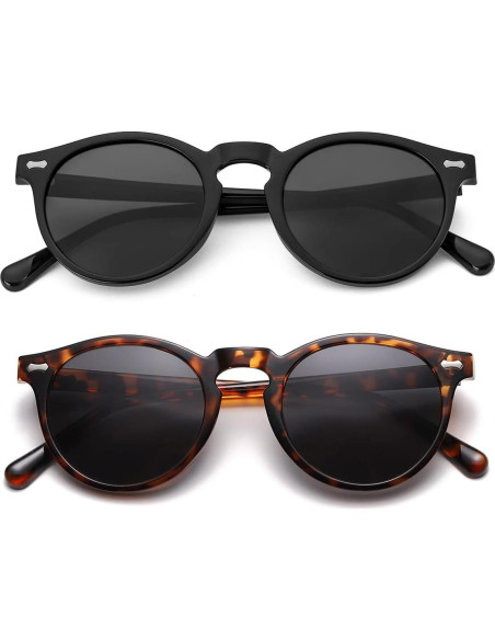 Gleyemor Gafas de Sol Polarizadas UV400 Redondas Unisex