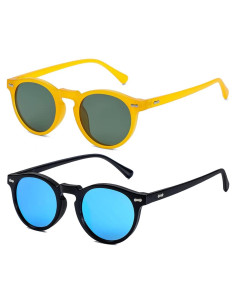 Gleyemor Gafas de Sol Polarizadas UV400 Redondas Unisex