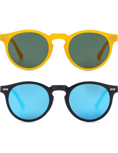 Gleyemor Gafas de Sol Polarizadas UV400 Redondas Unisex 2