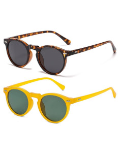 Gleyemor Gafas de Sol Polarizadas UV400 Redondas Unisex