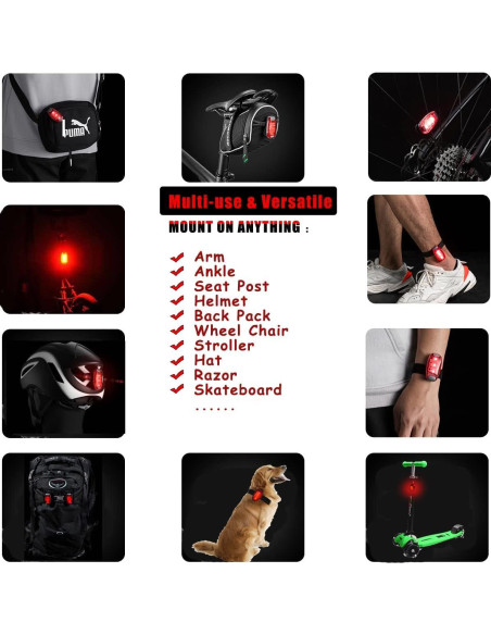 Luz Trasera LED Constefire - Paquete de 4, Impermeable, 3 Modos