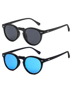 Gleyemor Gafas de Sol Polarizadas UV400 Redondas 48mm