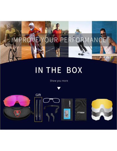 Gafas de Sol Deportivas X-TIGER con 5 Lentes Intercambiables
