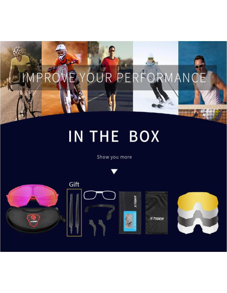 Gafas de Sol Deportivas X-TIGER con 5 Lentes Intercambiables
