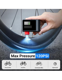 Mini Bomba Eléctrica Portátil Genérico 120 PSI con Manómetro 2
