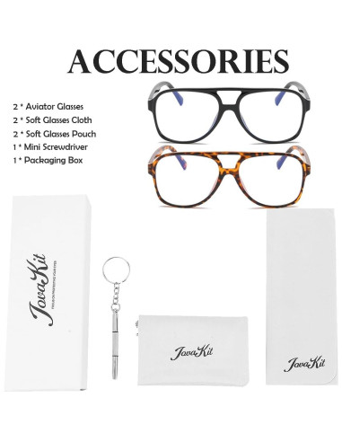 Gafas Aviador JOVAKIT Unisex Lentes Claros Diseño Retro